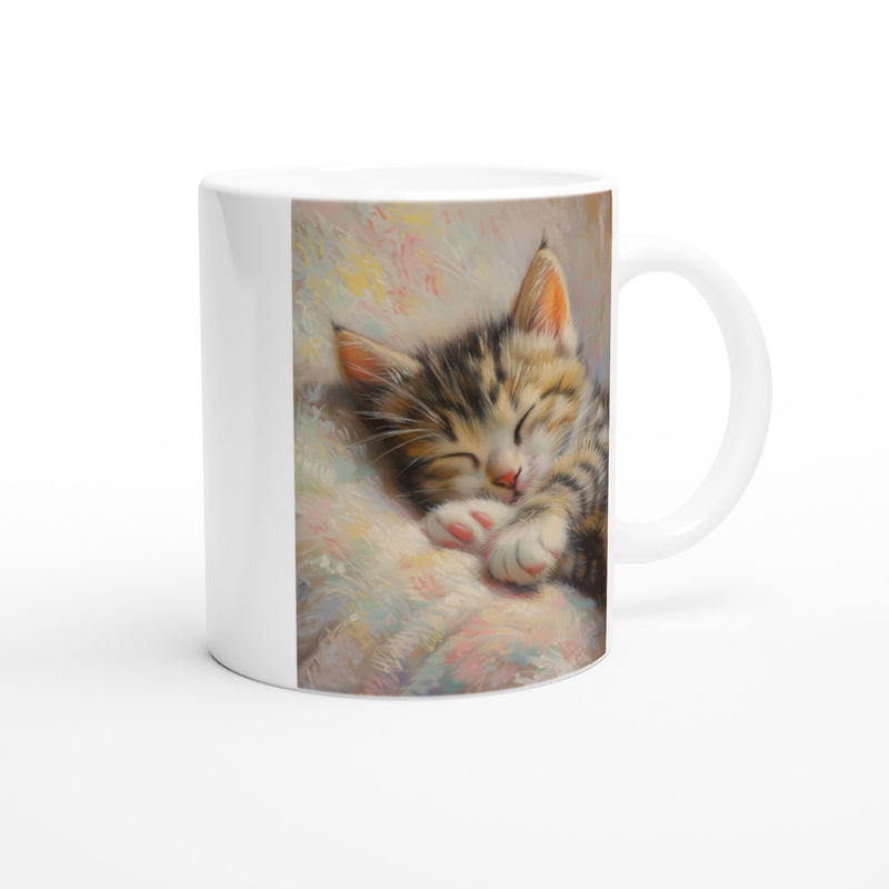 Taza Blanca con Impresión de Gato "Sueños Impresionistas" Michilandia | La tienda online de los fans de gatos