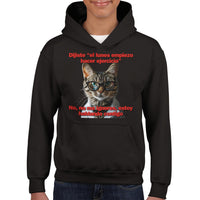 Sudadera con capucha júnior estampado de gato "Promesa de Ejercicio" Michilandia | La tienda online de los fans de gatos