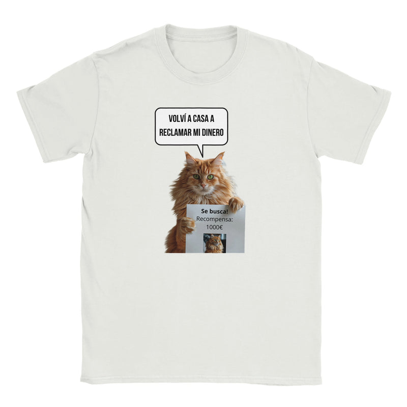 Camiseta Junior Unisex Estampado de Gato "Recompensa Miau" Michilandia