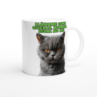 Taza Blanca con Impresión de Gato "Actitud Miau" Michilandia | La tienda online de los fans de gatos