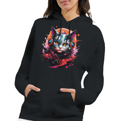 Sudadera con Capucha Unisex Estampado de Gato "Retro Miau" Michilandia | La tienda online de los fans de gatos