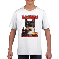 Camiseta Junior Unisex Estampado de Gato 