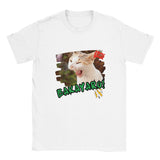 Camiseta unisex estampado de gato "Expresión Audaz" Blanco