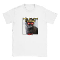 Camiseta júnior unisex estampado de gato "Nani?!" Blanco