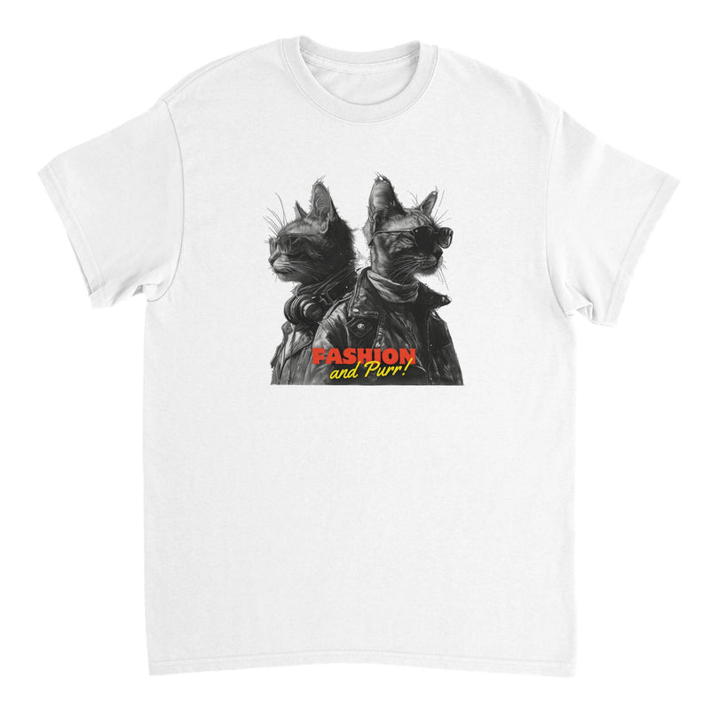 Camiseta Unisex Estampado de Gato "Fashion and Purr" Michilandia | La tienda online de los fans de gatos