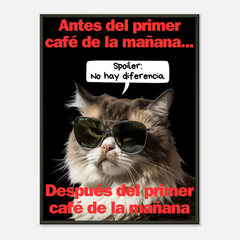 Póster Semibrillante de Gato con Marco Metal "Amanecer Grumpy" Michilandia | La tienda online de los fans de gatos