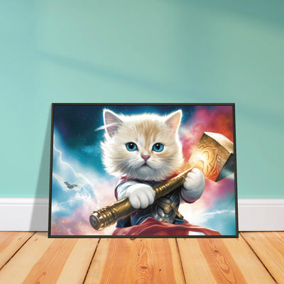 Póster semibrillante de gato con marco metal 