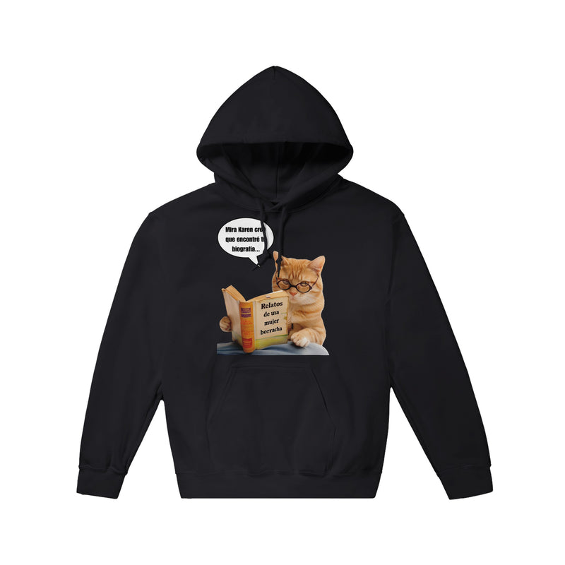 Sudadera con Capucha Unisex Estampado de Gato "Biografía de Karen" Michilandia