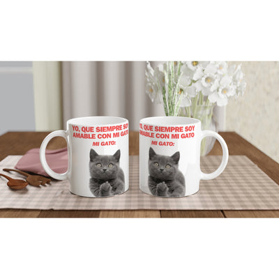 Taza Blanca con Impresión de Gato 