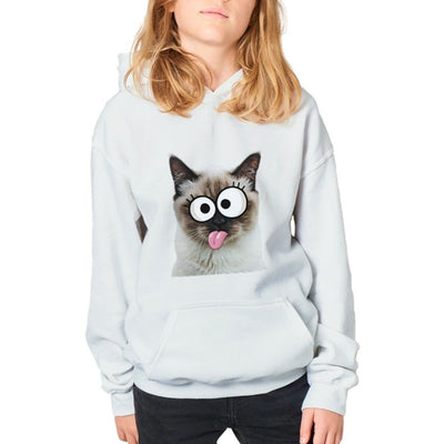 Sudadera con capucha júnior estampado de gato 