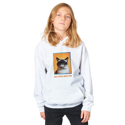 Sudadera con capucha júnior estampado de gato 