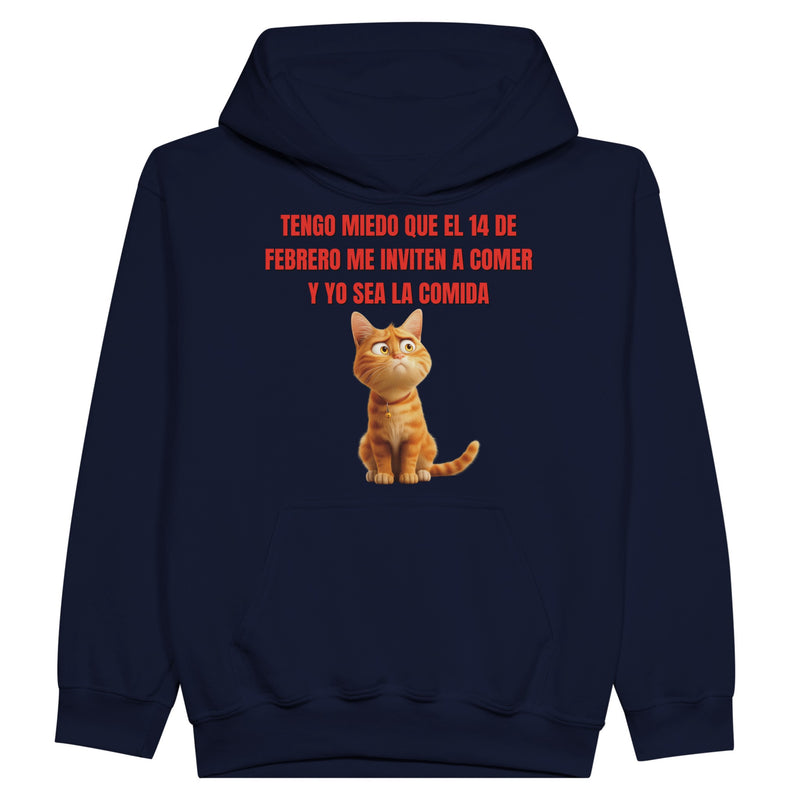 Sudadera con capucha júnior estampado de gato "Cita Miau" Michilandia | La tienda online de los fans de gatos