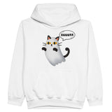 Sudadera con capucha júnior estampado de gato "Fantasma Miaurador" Michilandia | La tienda online de los fans de gatos