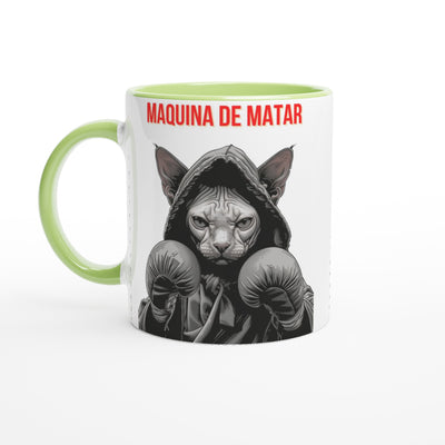 Taza Bicolor con Impresión de Gato "Maquina de matar" Michilandia