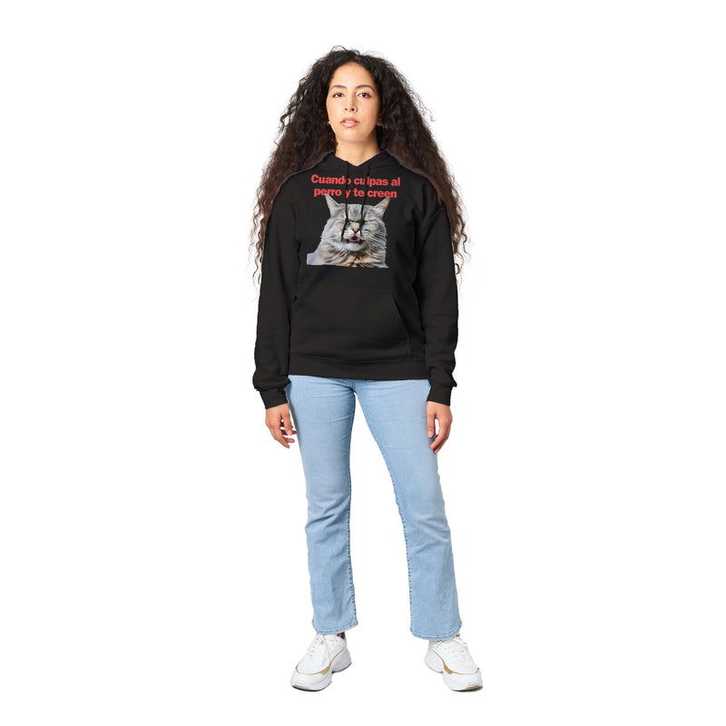 Sudadera con Capucha Unisex Estampado de Gato "Risa Culpable" Michilandia | La tienda online de los fans de gatos