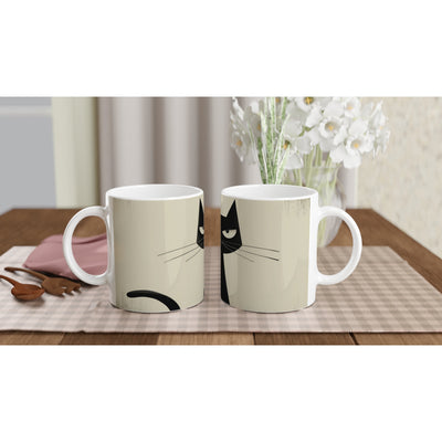 Taza Blanca con Impresión de Gato 