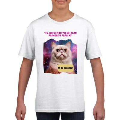 Camiseta júnior unisex estampado de gato 