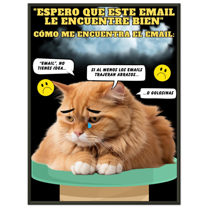 Póster Semibrillante de Gato con Marco Metal 