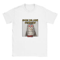 Camiseta unisex estampado de gato "Omae wa mou shindeiru" Blanco