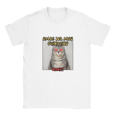 Camiseta unisex estampado de gato "Omae wa mou shindeiru" Michilandia | La tienda online de los amantes de gatos