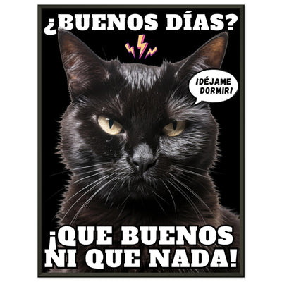 Póster Semibrillante de Gato con Marco Metal 