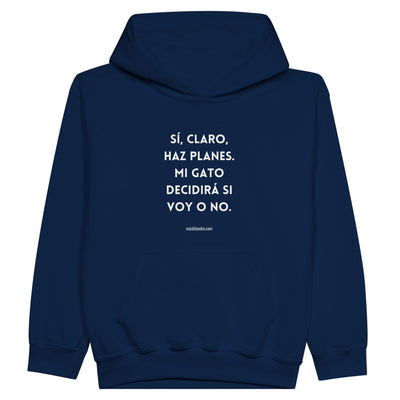 Sudadera con capucha júnior estampado de gato "Dictador Doméstico" Michilandia | La tienda online de los fans de gatos