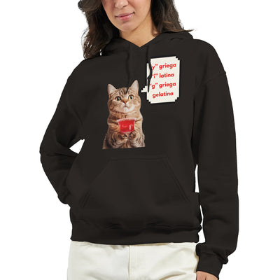 Sudadera con Capucha Unisex Estampado de Gato 