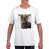 Camiseta júnior unisex estampado de gato "Nani?!"