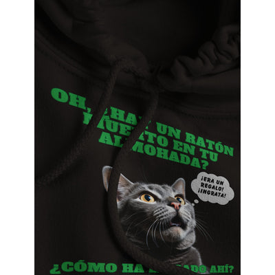 Sudadera con capucha unisex estampado de gato "Regalo Sorpresa" Michilandia | La tienda online de los amantes de gatos