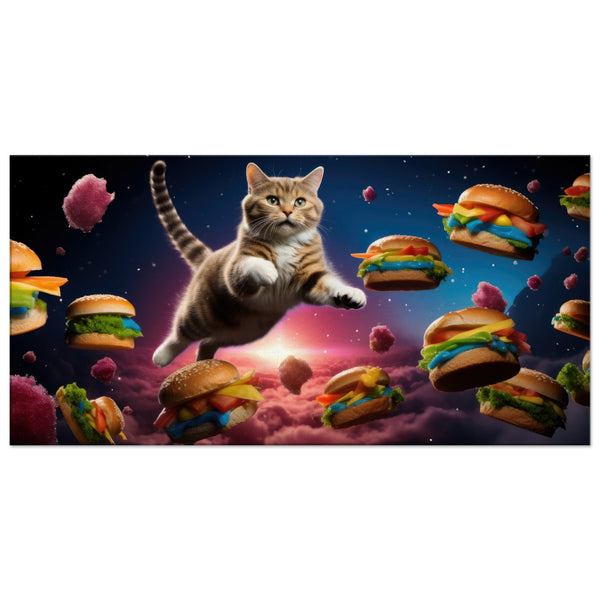 Lienzo de gato "Galaxia de Hamburguesas Arcoiris"