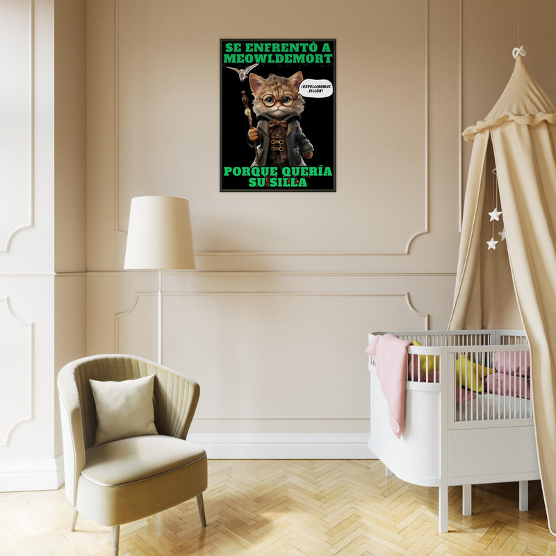 Póster Semibrillante de Gato con Marco Metal "Guardián del Sillón" Michilandia | La tienda online de los amantes de gatos