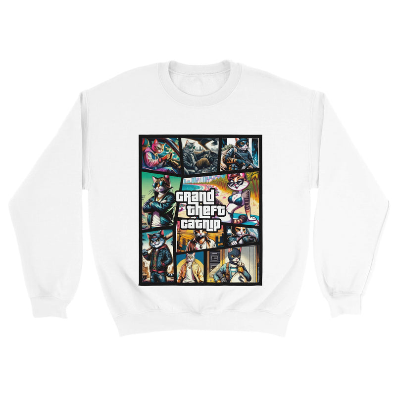 Sudadera Unisex Estampado de Gato "Grand Theft Catnip" Michilandia | La tienda online de los fans de gatos