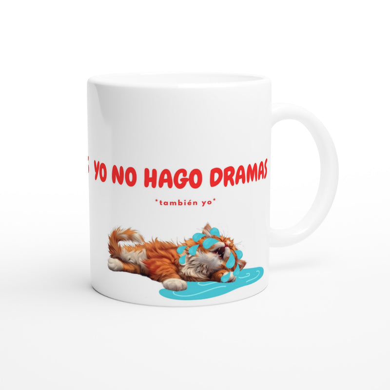 Taza Blanca con Impresión de Gato "Drama Queen" Michilandia