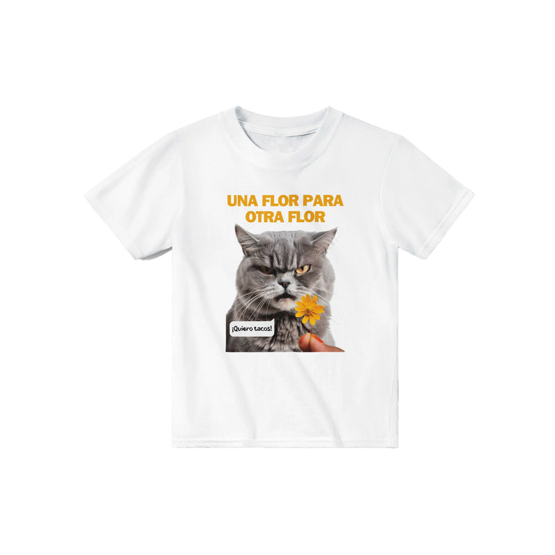 Camiseta Junior Unisex Estampado de Gato "Antojos Felinos" Michilandia | La tienda online de los fans de gatos