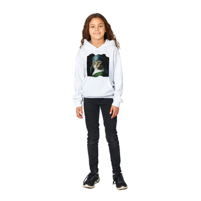 Sudadera con capucha júnior estampado de gato "Retrato Renacentista" Michilandia | La tienda online de los fans de gatos