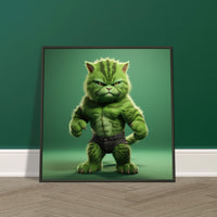 Póster semibrillante de gato con marco metal "Michi Hulk"