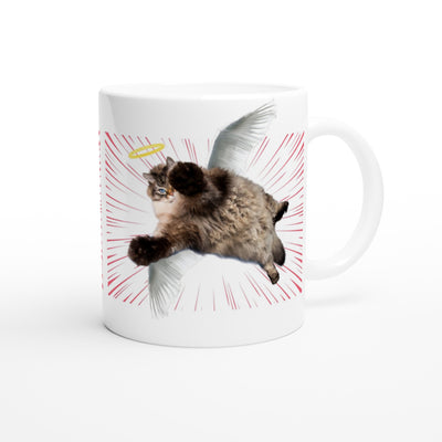 Taza Blanca con Impresión de Gato "Ángel de Pelaje" Michilandia | La tienda online de los fans de gatos