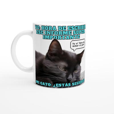 Taza Blanca con Impresión de Gato 