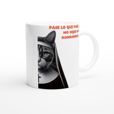 Taza Blanca con Impresión de Gato "Monja Miau" Michilandia | La tienda online de los fans de gatos