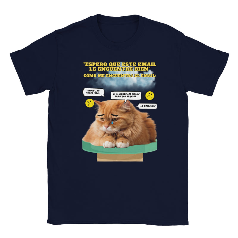 Camiseta unisex estampado de gato "Melancolía Digital" Michilandia | La tienda online de los amantes de gatos