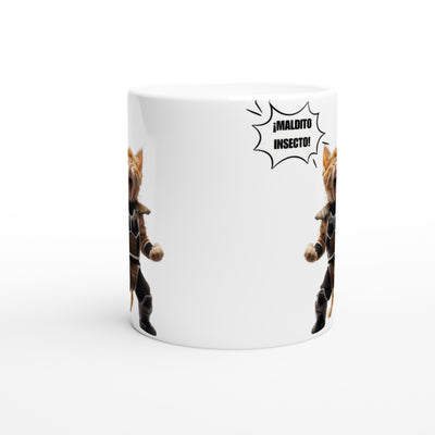 Taza Blanca con Impresión de Gato "Maldito insecto" Michilandia