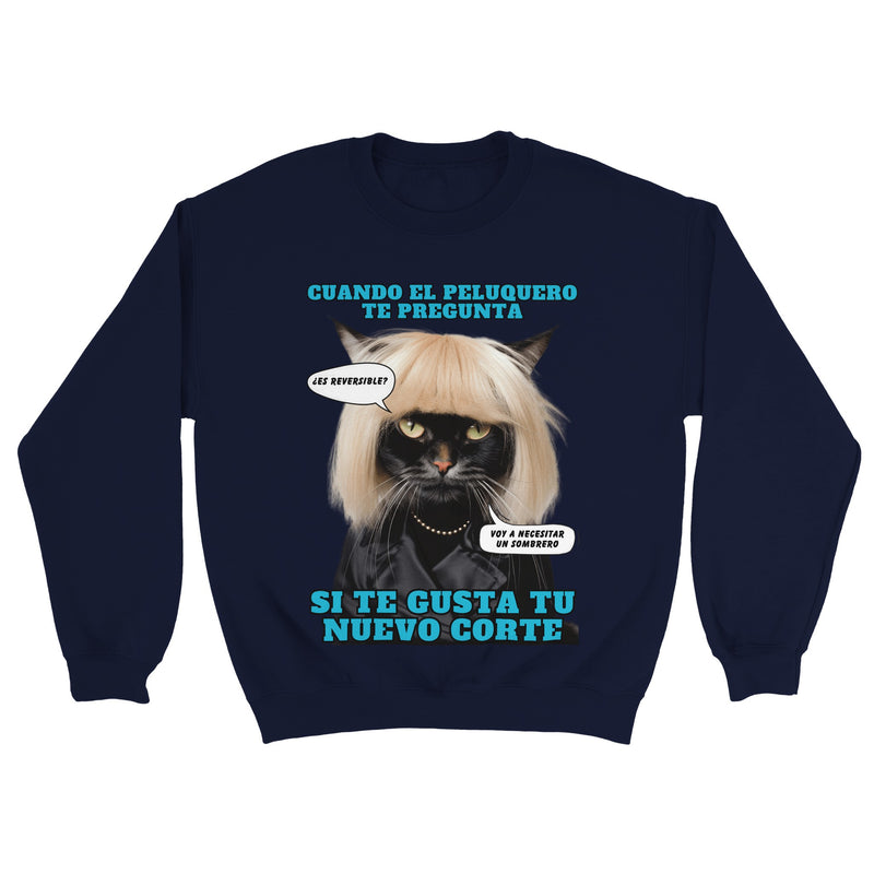 Sudadera unisex estampado de gato "El Desastre Peluquero" Michilandia | La tienda online de los amantes de gatos