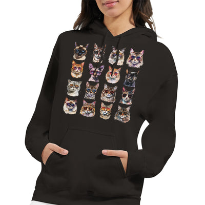 Sudadera con Capucha Unisex Estampado de Gato "Cool Cats" Michilandia | La tienda online de los fans de gatos