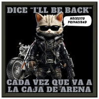Póster Semibrillante de Gato con Marco Metal "I'll Be Back" 30x30 cm / 12x12″