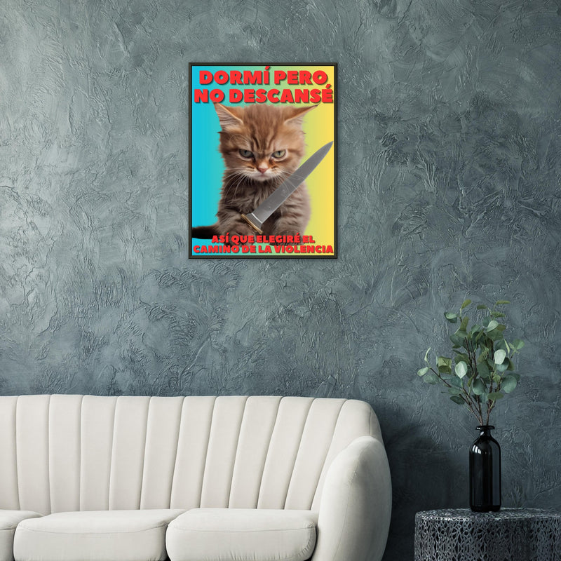 Póster Semibrillante de Gato con Marco Metal "Amanecer Agresivo" Michilandia | La tienda online de los fans de gatos