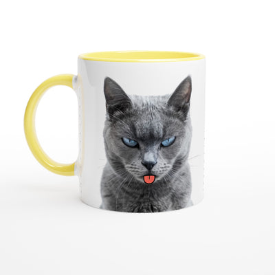 Taza Bicolor con Impresión de Gato "Burla Felina" Michilandia