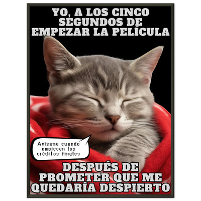 Póster Semibrillante de Gato con Marco Metal 