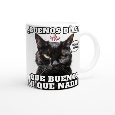 Taza blanca con impresión de gato "Amanecer Hostil" Michilandia | La tienda online de los amantes de gatos