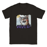 Camiseta unisex estampado de gato "Desprecio Felino" Negro