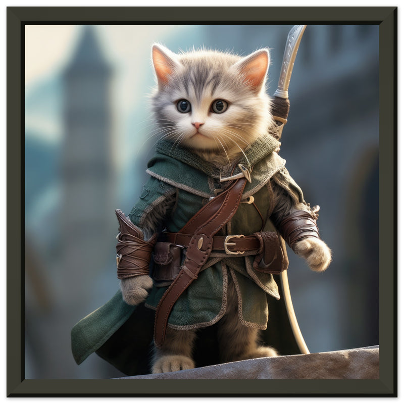 Póster semibrillante de gato con marco metal "Michi Legolas" Gelato